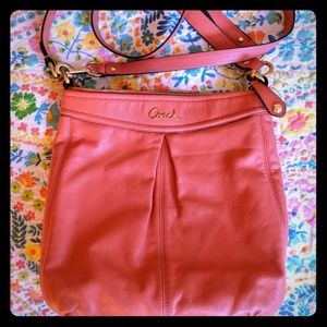 Coral leather Coach Hobo Bag